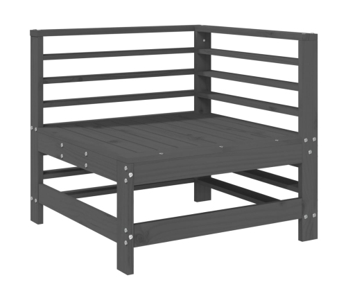 Juego de muebles de jardín 7 piezas madera maciza de pino gris