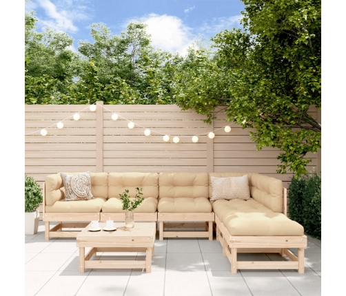 Juego de muebles de jardín 7 piezas madera maciza de pino