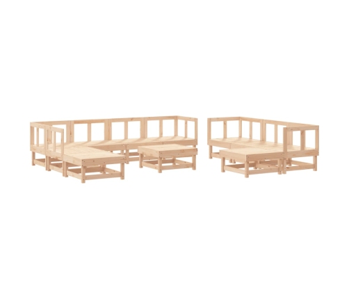 Juego de muebles de jardín 11 piezas madera maciza de pino