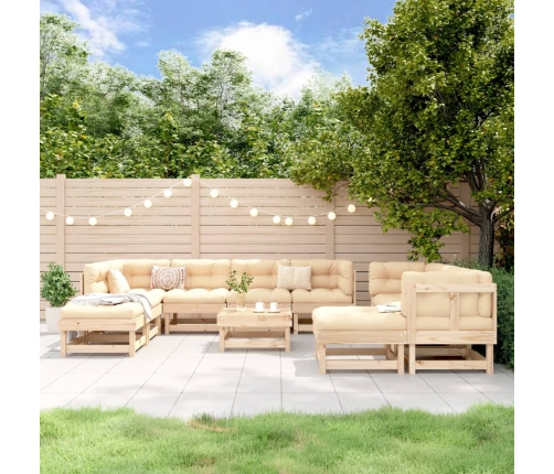 Juego de muebles de jardín 11 piezas madera maciza de pino