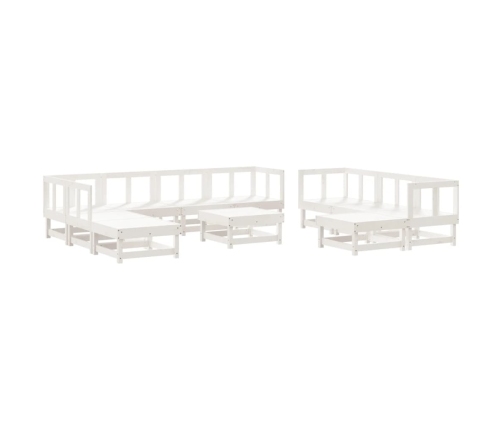Juego de muebles de jardín 11 piezas madera maciza pino blanco
