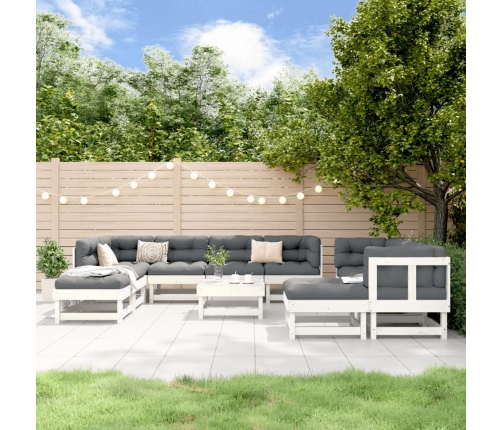 Juego de muebles de jardín 11 piezas madera maciza pino blanco