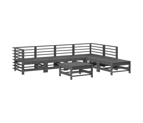 Juego de muebles de jardín 7 piezas madera maciza de pino gris