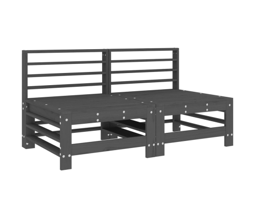 Juego de muebles de jardín 7 piezas madera maciza de pino gris