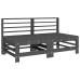 Juego de muebles de jardín 7 piezas madera maciza de pino gris