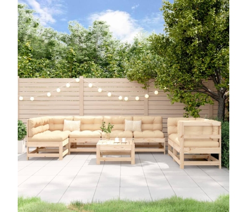 Juego de muebles de jardín 8 piezas madera maciza de pino