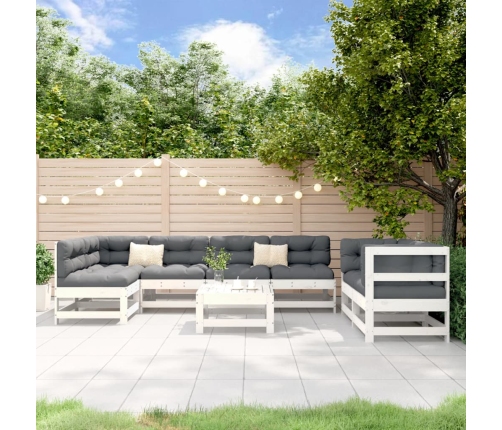 Juego de muebles de jardín 8 piezas madera maciza pino blanco