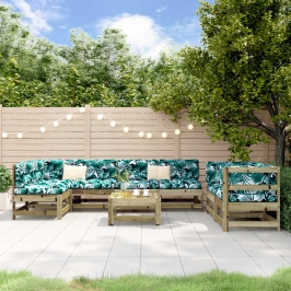 Juego de muebles de jardín 8 pzas madera de pino impregnada