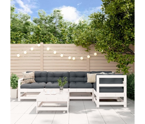 Juego de muebles de jardín 6 piezas madera maciza pino blanco