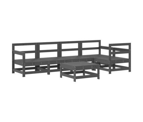 Mesa y taburetes altos jardín 6 pzas madera maciza de pino gris