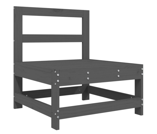 Mesa y taburetes altos jardín 6 pzas madera maciza de pino gris
