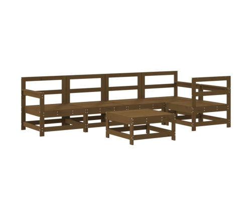 Juego muebles de jardín 6 piezas madera maciza pino marrón miel