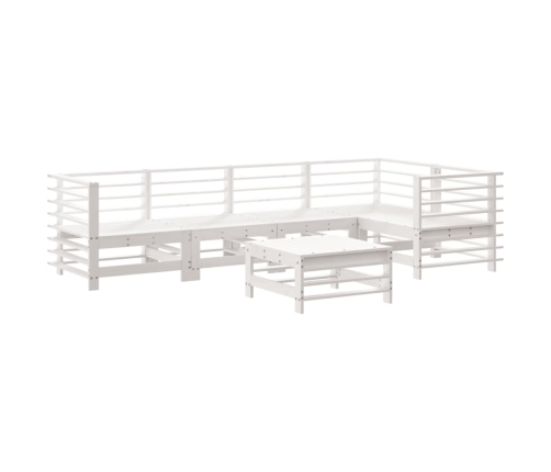 Juego de muebles de jardín 6 piezas madera maciza pino blanco
