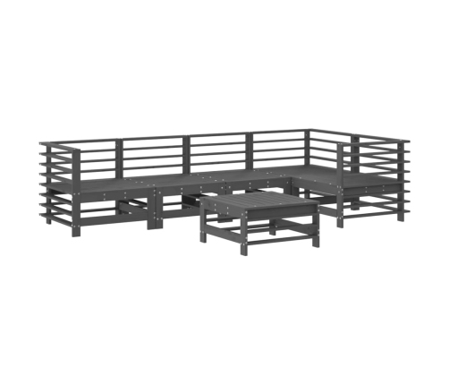 Mesa y taburetes altos jardín 6 pzas madera maciza de pino gris