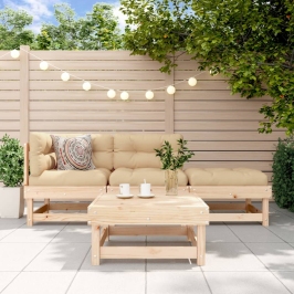 Juego de muebles de jardín 4 piezas madera maciza de pino