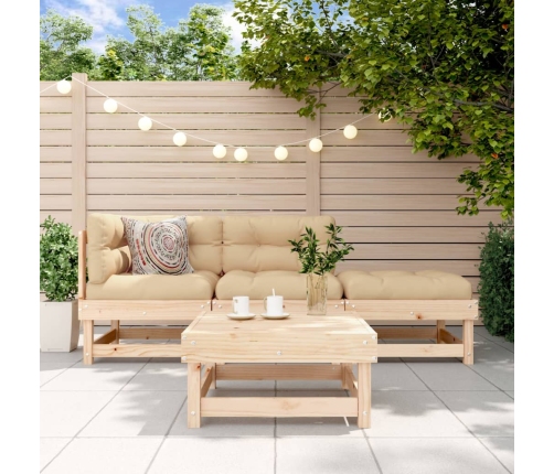 Juego de muebles de jardín 4 piezas madera maciza de pino