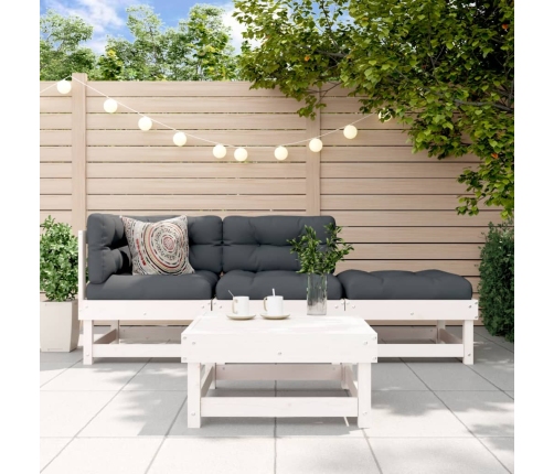 Juego de muebles de jardín 4 pzas madera maciza de pino blanco