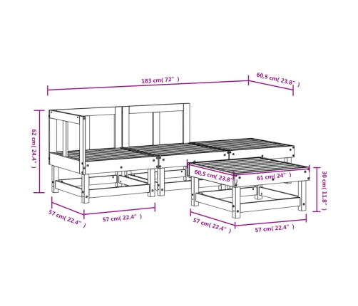 Juego de muebles de jardín 4 pzas madera maciza abeto Douglas