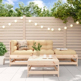 Juego de muebles de jardín 4 piezas madera maciza de pino