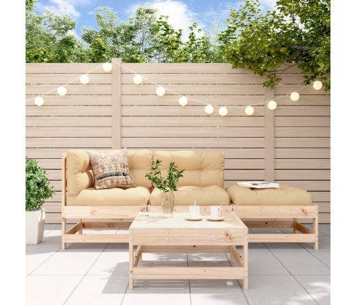 Juego de muebles de jardín 4 piezas madera maciza de pino