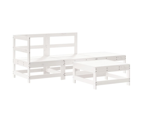 Juego de muebles de jardín 4 pzas madera maciza de pino blanco