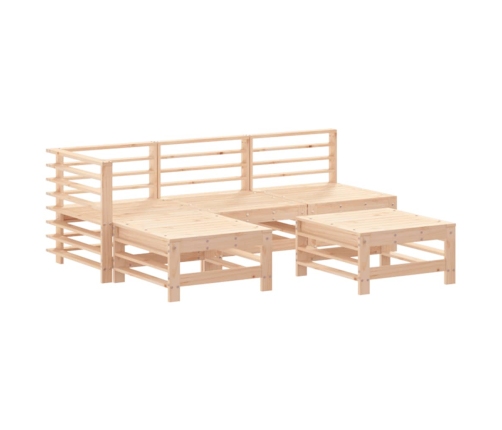 Juego de sofás de jardín 5 piezas madera maciza de pino