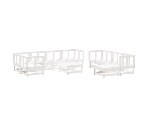 Juego de muebles de jardín 10 piezas madera maciza pino blanco