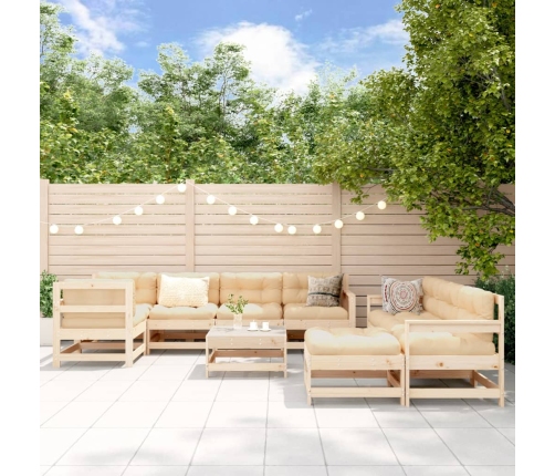 Juego muebles de jardín 10 piezas madera maciza pino