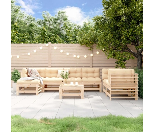Juego de muebles de jardín 8 piezas madera maciza de pino