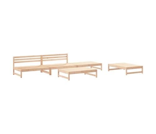 Juego de sofás de jardín 5 piezas madera maciza de pino