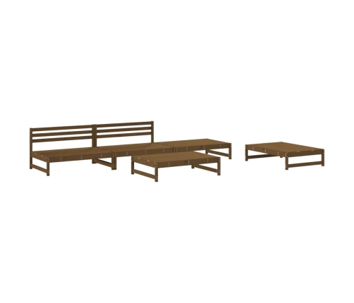 Juego de sofás de jardín 5 pzas madera maciza pino marrón miel
