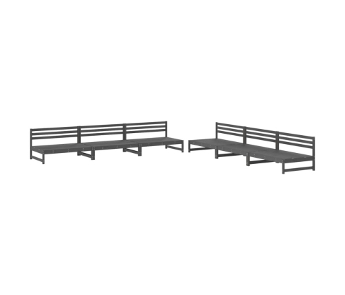 Mesa y taburetes altos jardín 6 pzas madera maciza de pino gris