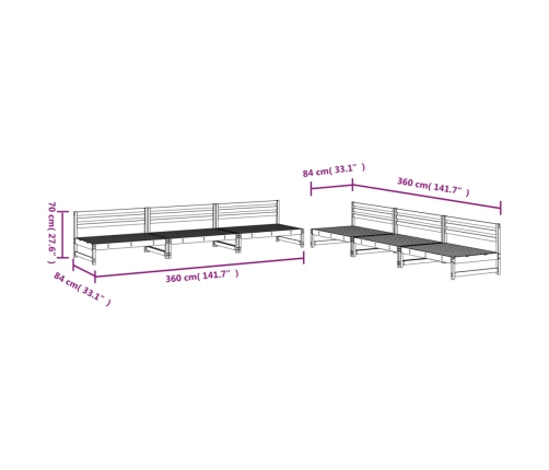 Mesa y taburetes altos jardín 6 pzas madera maciza de pino gris