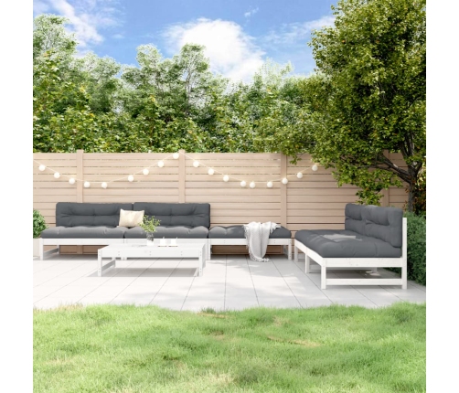 Juego de muebles de jardín 6 piezas madera maciza pino blanco