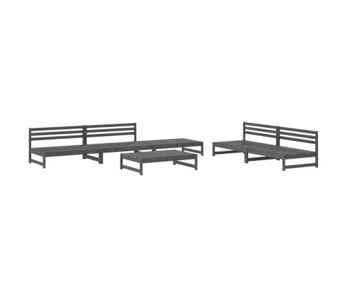 Mesa y taburetes altos jardín 6 pzas madera maciza de pino gris