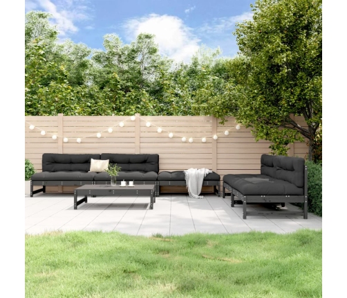 Mesa y taburetes altos jardín 6 pzas madera maciza de pino gris