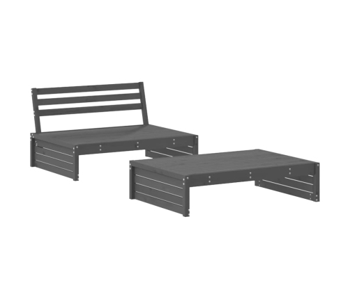 Juego de muebles de jardín 2 piezas madera maciza de pino gris