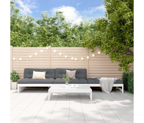 Juego de muebles de jardín 4 pzas madera maciza de pino blanco