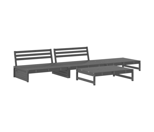 Juego de muebles de jardín 4 pzas madera maciza de pino gris