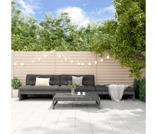 Juego de muebles de jardín 4 pzas madera maciza de pino gris