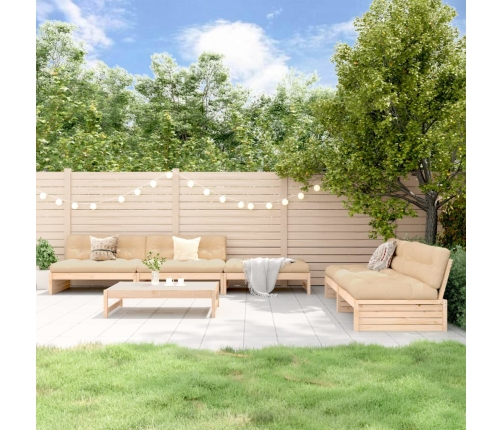 Juego de muebles de jardín 6 piezas madera maciza de pino