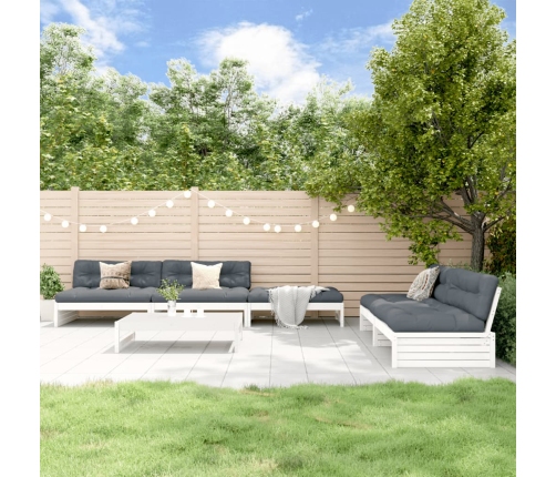 Juego de muebles de jardín 6 piezas madera maciza pino blanco