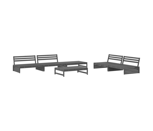 Mesa y taburetes altos jardín 6 pzas madera maciza de pino gris