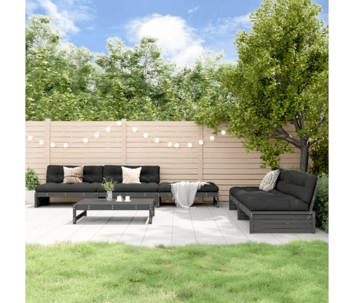 Mesa y taburetes altos jardín 6 pzas madera maciza de pino gris