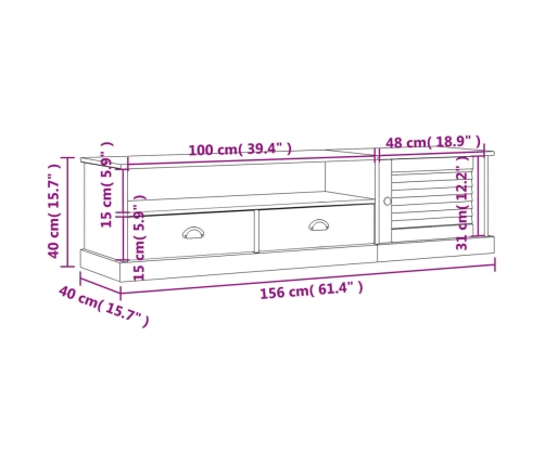 Mueble para TV VIGO madera maciza de pino 156x40x40 cm