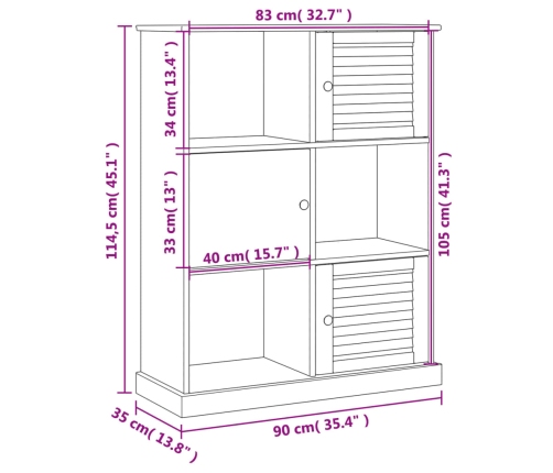 Librería VIGO madera maciza de pino 90x35x114,5 cm