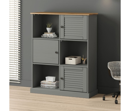 Librería VIGO madera maciza de pino gris 90x35x114,5 cm