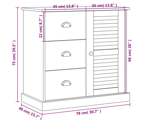 Aparador con cajones VIGO madera maciza pino 78x40x75 cm