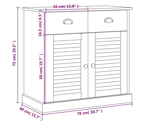 Aparador con cajones VIGO madera maciza pino 78x40x75 cm