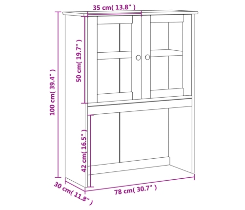 Armario superior para tocador VIGO madera de pino 78x30x100 cm